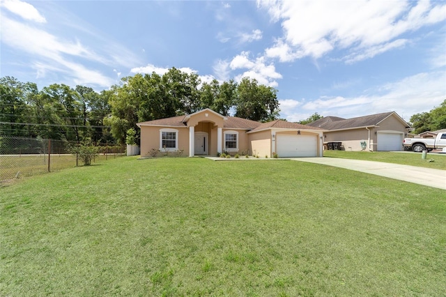 2648 NE 24th Pl, Ocala, FL 34470 - single story home featuring fence, a front lawn, concrete driveway, an attached garage, and stucco siding