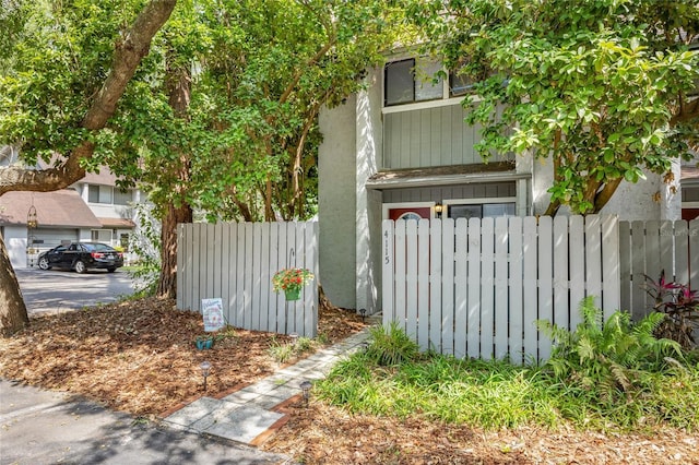 garage featuring fence