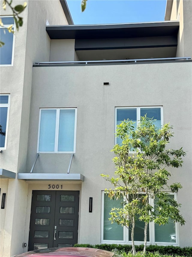 exterior space featuring a garage
