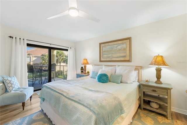 205 Pacifica Vista Way Unit 205, Saint Augustine, FL 32080 - bedroom with access to outside, wood finished floors, and ceiling fan