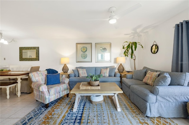 205 Pacifica Vista Way Unit 205, Saint Augustine, FL 32080 - living area featuring light tile patterned floors and a ceiling fan