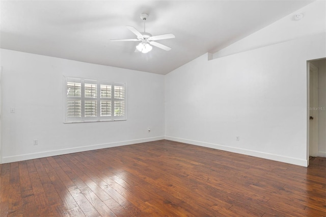 9505 NW 4th Pl, Gainesville, FL 32607 - empty room featuring lofted ceiling, baseboards, wood-type flooring, and a ceiling fan