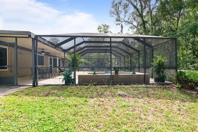 9505 NW 4th Pl, Gainesville, FL 32607 - view of yard featuring a patio, a lanai, an outdoor pool, and ceiling fan