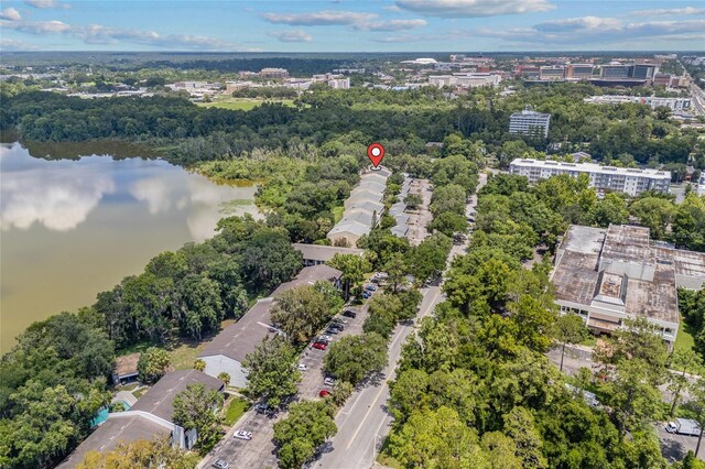 aerial view of a nearby body of water