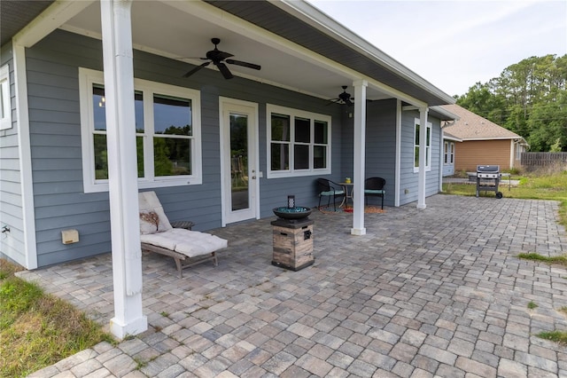 6243 SW 46th Dr, Gainesville, FL 32608 - view of patio with a ceiling fan and a grill