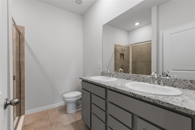5237 NW 48th Pl, Ocala, FL 34482 - full bathroom with a stall shower, double vanity, and tile patterned floors