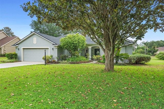 23510 Oak Prairie Cir, Sorrento, FL 32776 - single story home featuring an attached garage, concrete driveway, a front lawn, and roof with shingles