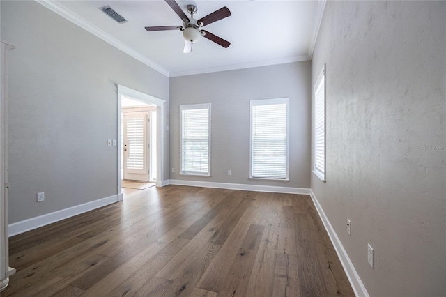 13209 SW 3rd Ln, Newberry, FL 32669 - unfurnished room featuring a ceiling fan, wood finished floors, crown molding, and baseboards