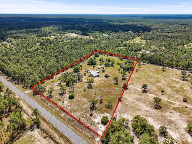 7450 SE State Road 121, Morriston, FL 32668 - aerial view of property's location with a forest and property boundaries highlighted