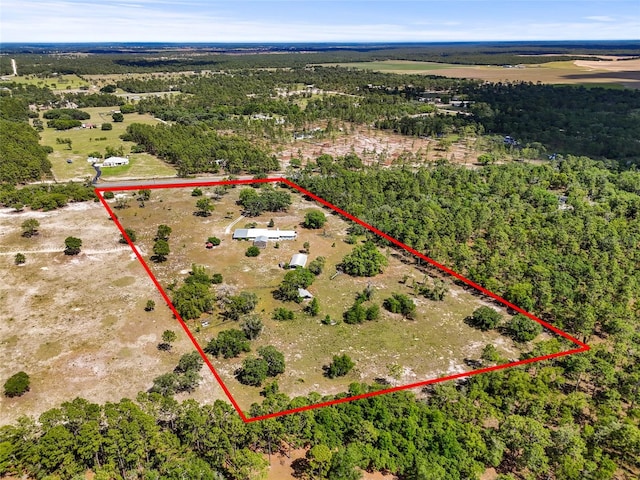 7450 SE State Road 121, Morriston, FL 32668 - overview of rural landscape with property boundaries highlighted and a heavily wooded area