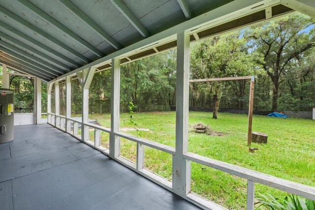 2529 SE 11th Ave, Gainesville, FL 32641 - unfurnished sunroom featuring vaulted ceiling and water heater