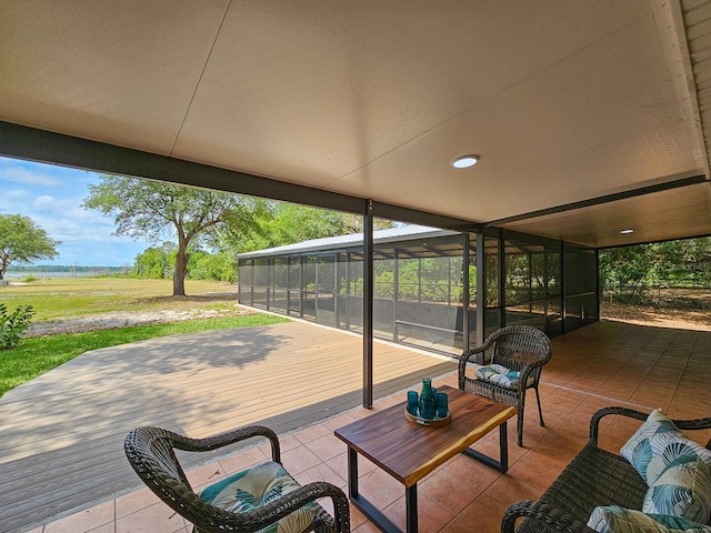 7972 State Rd Unit 100, Keystone Heights, FL 32656 - wooden terrace featuring a sunroom and a patio area