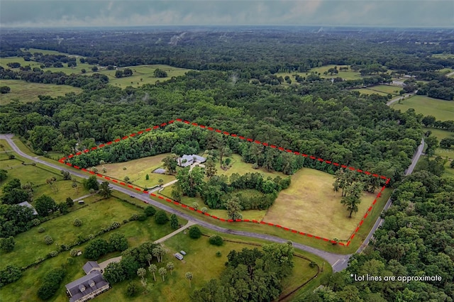 20250 NW 71st Ct, Micanopy, FL 32667 - view of rural area featuring property boundaries highlighted and a heavily wooded area