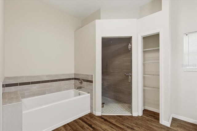 1180 Hough St, Bell, FL 32619 - full bathroom with wood finished floors, a bath, a shower stall, and a spacious closet