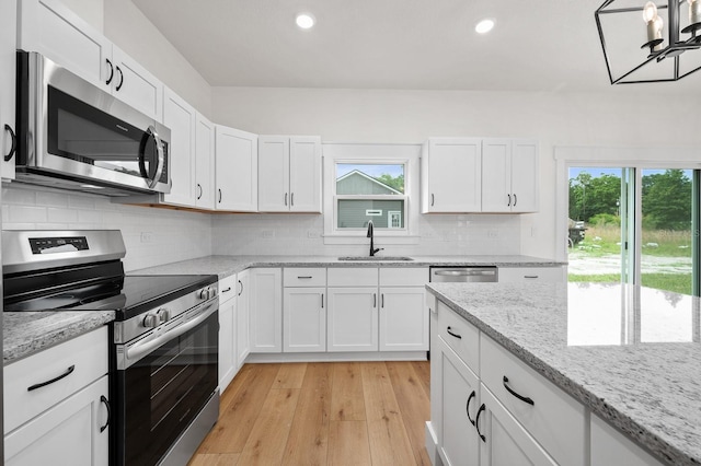 3645 Frederick Ave, Bell, FL 32619 - kitchen featuring appliances with stainless steel finishes, a sink, healthy amount of natural light, recessed lighting, and white cabinets