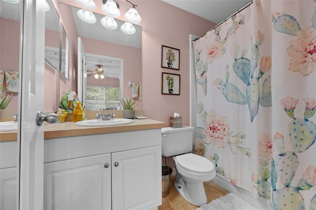 2636 SW 35th Pl Unit 21, Gainesville, FL 32608 - full bath with vanity, tile patterned flooring, toilet, and a shower with curtain