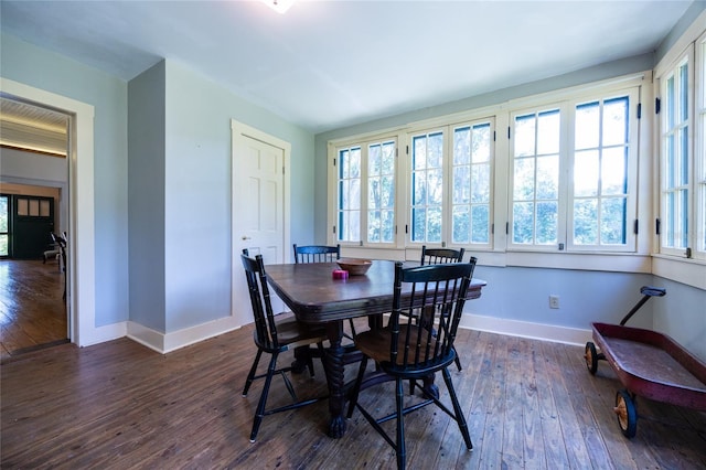 502 NE Cholokka Blvd, Micanopy, FL 32667 - dining space with dark wood-style floors and baseboards