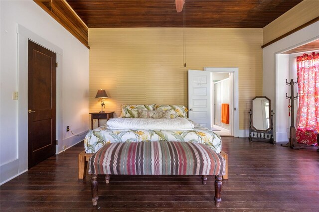 502 NE Cholokka Blvd, Micanopy, FL 32667 - bedroom with wooden ceiling and hardwood / wood-style flooring