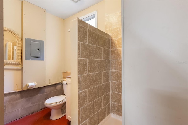 14204 SW 70th St, Archer, FL 32618 - full bath with electric panel, tiled shower, toilet, and vanity