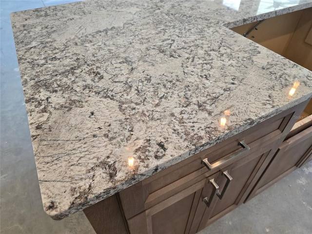 kitchen view of light stone counters