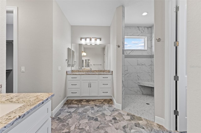 17781 SW 72nd Street Rd, Dunnellon, FL 34432 - bathroom with vanity and a marble finish shower