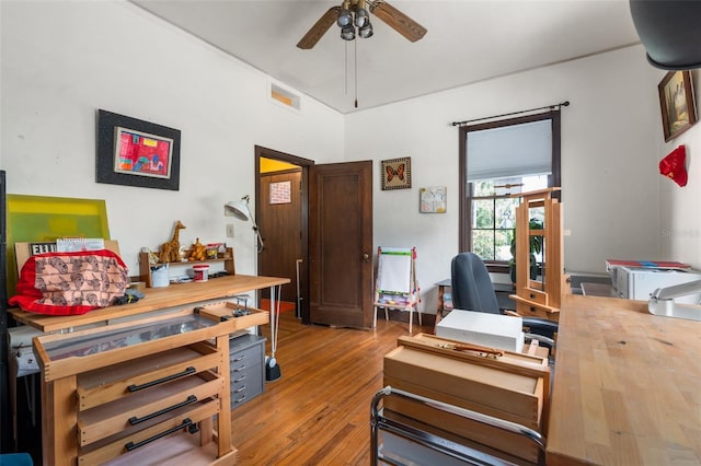 535 NE 9th Ave, Gainesville, FL 32601 - office area featuring ceiling fan and wood finished floors