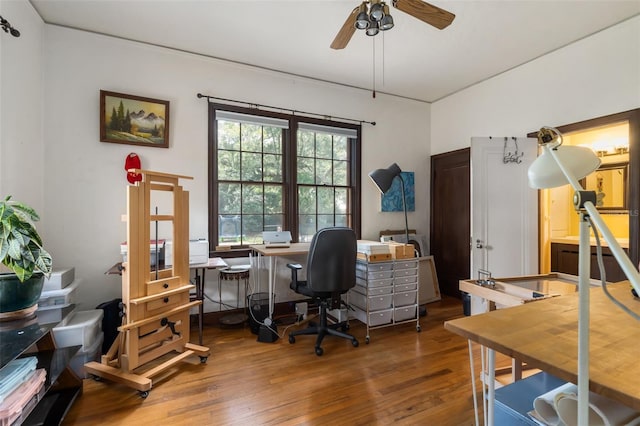 535 NE 9th Ave, Gainesville, FL 32601 - office space with hardwood / wood-style flooring, ceiling fan, and lofted ceiling