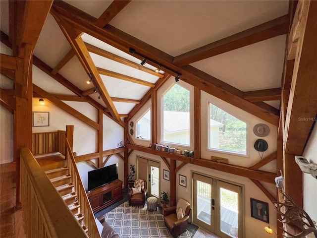 living area with french doors