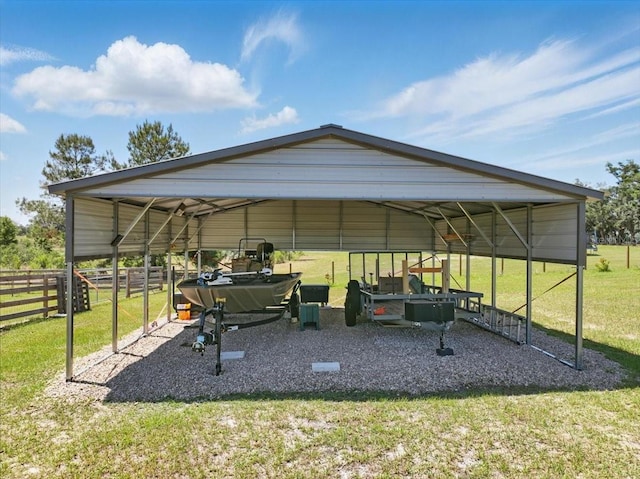 view of parking / parking lot featuring a detached carport