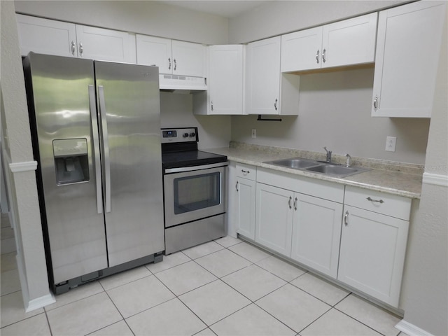 721 Town Ct Unit A & B, Bronson, FL 32621 - kitchen with stainless steel appliances, a sink, under cabinet range hood, and white cabinetry