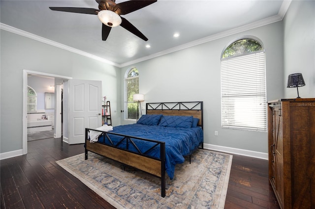 5802 SW 89th Ter, Gainesville, FL 32608 - bedroom featuring hardwood / wood-style flooring, crown molding, baseboards, multiple windows, and recessed lighting