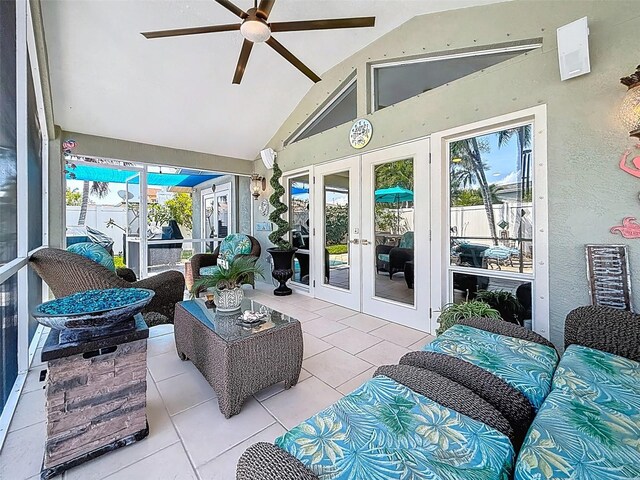 1120 81st St S, Saint Petersburg, FL 33707 - sunroom featuring french doors, healthy amount of natural light, and lofted ceiling