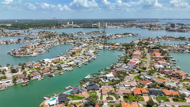1120 81st St S, Saint Petersburg, FL 33707 - aerial view of property and surrounding area with a large body of water, nearby suburban area, and a marina