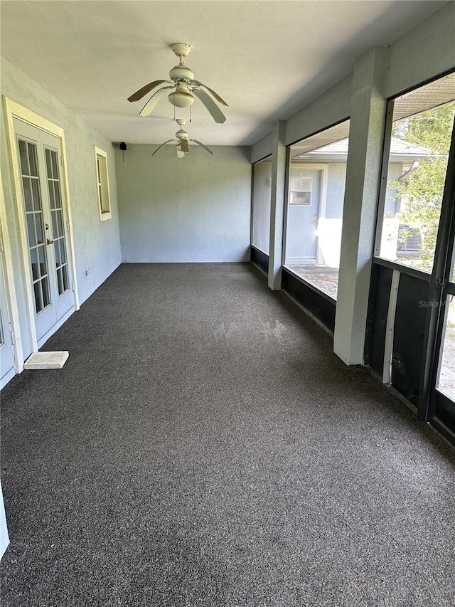 3233 SW 125th St, Archer, FL 32618 - unfurnished sunroom with french doors and ceiling fan