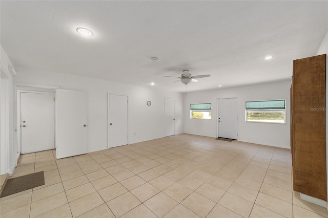 13207 SW Williston Rd, Micanopy, FL 32667 - unfurnished room with ceiling fan, recessed lighting, and light tile patterned flooring
