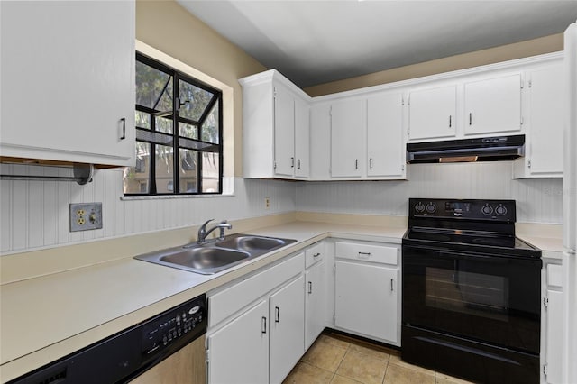 2300 SW 43rd St Unit Q2, Gainesville, FL 32607 - kitchen featuring black / electric stove, under cabinet range hood, dishwasher, a sink, and light countertops