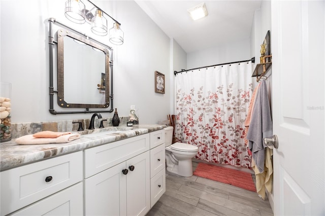 11001 225th Rd, Live Oak, FL 32060 - full bath featuring toilet, vanity, wood finished floors, and curtained shower