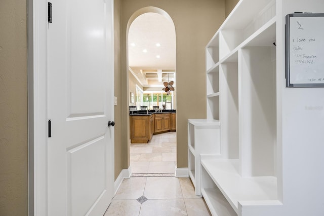 3533 SW 87th Dr, Gainesville, FL 32608 - mudroom featuring light tile patterned flooring and baseboards