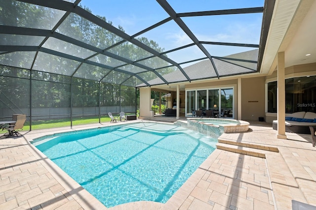 3533 SW 87th Dr, Gainesville, FL 32608 - view of swimming pool with a patio, a lanai, and a pool with connected hot tub