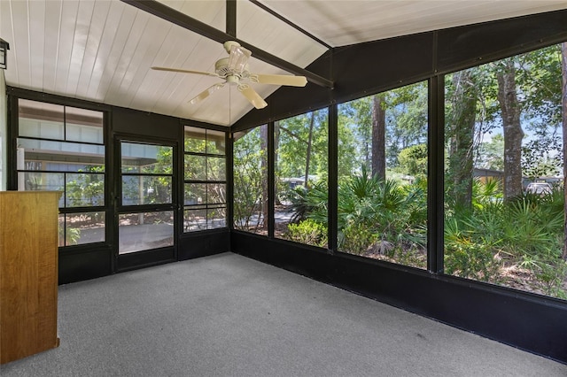 8689 NW 42nd Dr, Gainesville, FL 32653 - unfurnished sunroom with a ceiling fan and lofted ceiling