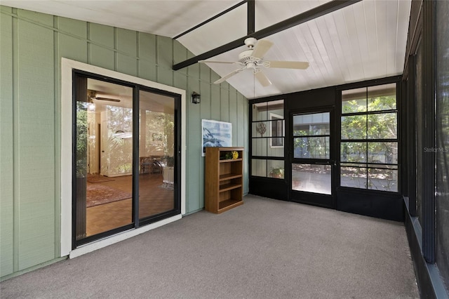 8689 NW 42nd Dr, Gainesville, FL 32653 - unfurnished sunroom with vaulted ceiling and ceiling fan