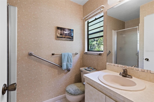 8689 NW 42nd Dr, Gainesville, FL 32653 - full bathroom featuring a stall shower, toilet, and vanity