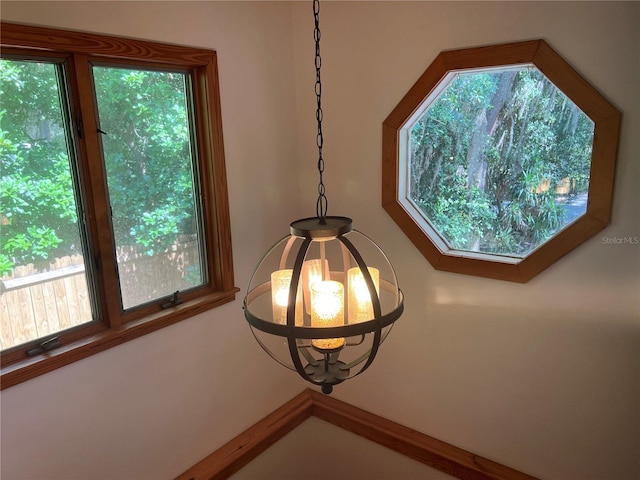 detailed view of a chandelier