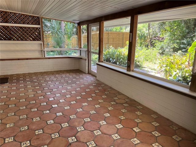 view of unfurnished sunroom