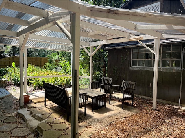 view of patio / terrace with a pergola and an outdoor hangout area