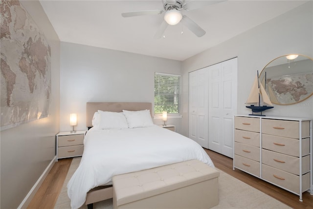 4502 SW 47th Way, Gainesville, FL 32608 - bedroom with wood finished floors, a closet, and ceiling fan