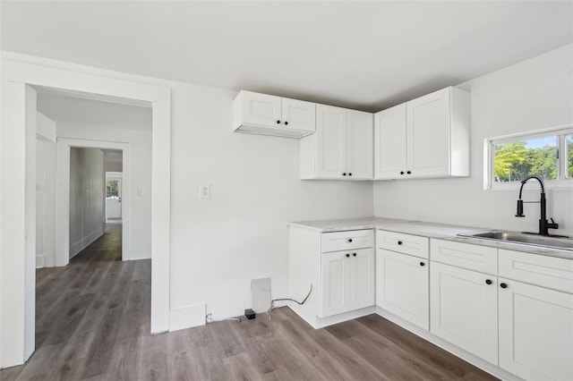 20014 SE 219th Ave, Hawthorne, FL 32640 - kitchen featuring a sink, dark wood-style floors, white cabinetry, and light countertops