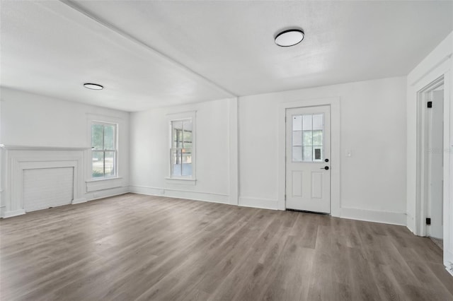 20016 SE 219th Ave, Hawthorne, FL 32640 - unfurnished living room featuring healthy amount of natural light, wood finished floors, and baseboards