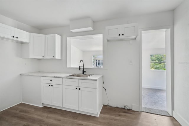 20016 SE 219th Ave, Hawthorne, FL 32640 - kitchen featuring a sink, white cabinets, dark wood finished floors, and plenty of natural light