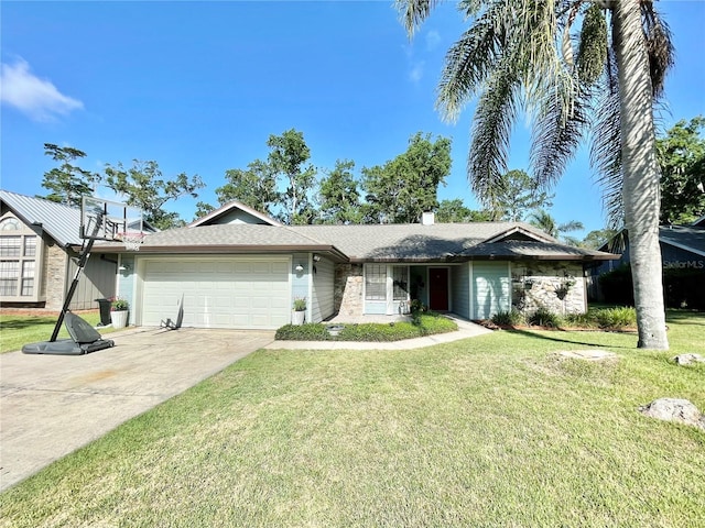 4370 NW 60th Ter, Gainesville, FL 32606 - single story home with an attached garage, concrete driveway, and a front lawn